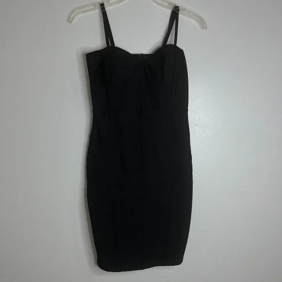 Black Bodycon Spaghetti Strap Dress Women’s Size Small Haute Monde - Picture 1 of 9